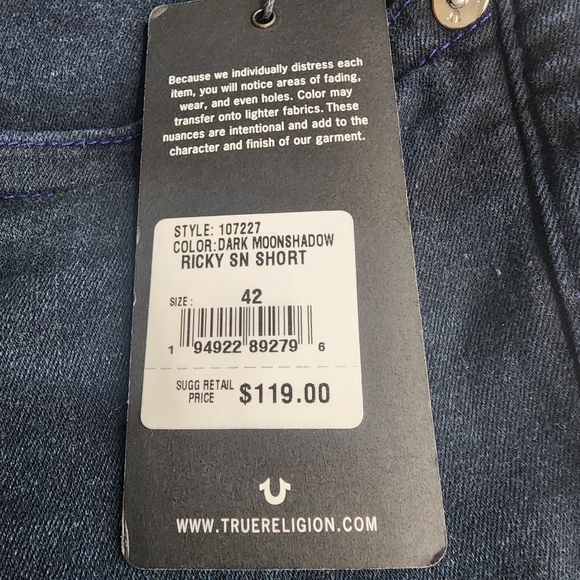 True Religion Ricky Shorts Relaxed‎ Fit 42 NWT S216 - Picture 6 of 10
